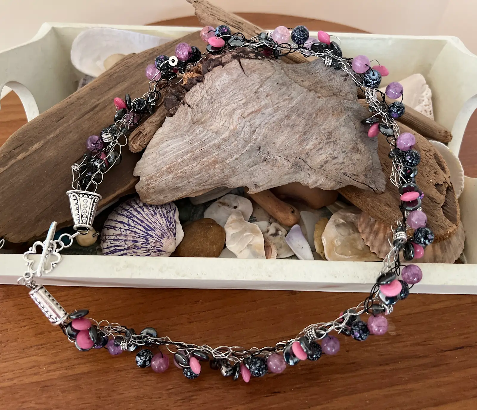 Beaded Wire Crochet Necklace